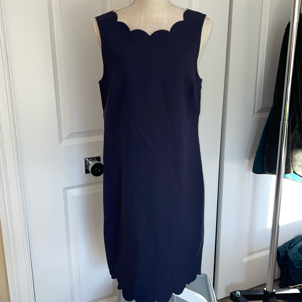 Scallop edge NWT navy sleeveless J Crew dress